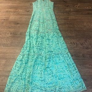 Mint green lace dress the population dress
